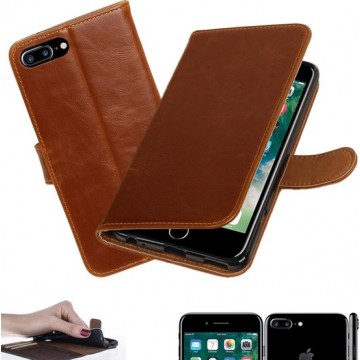 MP Case bruin vintage look hoesje voor Apple iPhone 7 Plus / 8 Plus book case