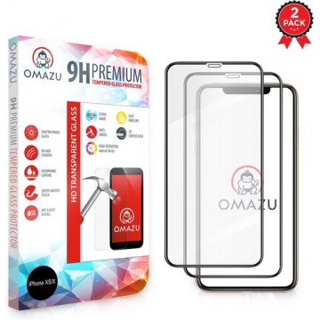 OMAZU 3D Tempered Glass Screenprotector, Apple Iphone X / XS / 11Pro (Full Screen) 2-Pack