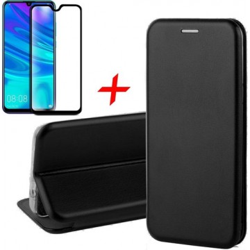 Hoesje voor Huawei P Smart (2019) Book Case Portemonnee Zwart + Screen Protector Full-Screen Tempered Glass van iCall