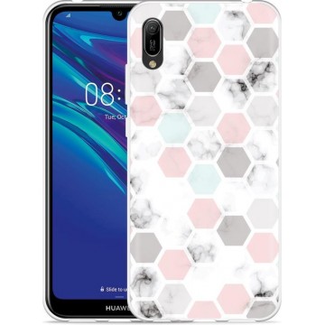 Huawei Y6 2019 Hoesje Marmer Honeycomb