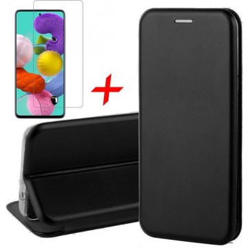 Samsung A51 Hoesje en Samsung A51 Screenprotector - Samsung Galaxy A51 Hoesje Book Case Wallet + Screenprotector - Zwart