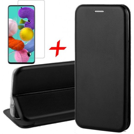 Samsung A51 Hoesje en Samsung A51 Screenprotector - Samsung Galaxy A51 Hoesje Book Case Wallet + Screenprotector - Zwart