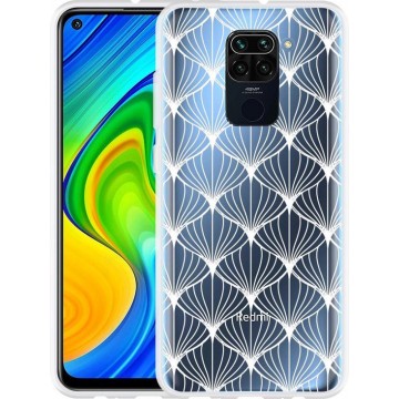 Xiaomi Redmi Note 9 Hoesje White Abstract Pattern