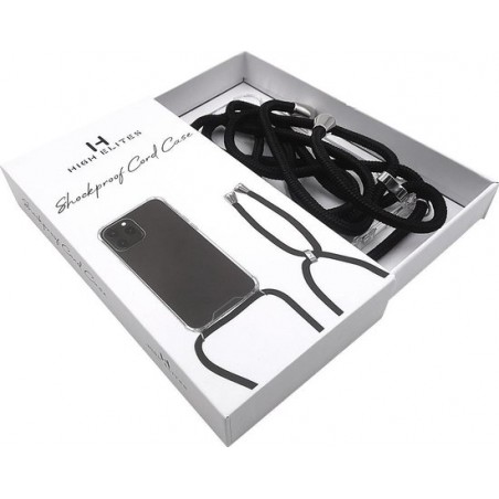 High Elites Backcover met Zwart verstelbaar koord voor je iPhone 12 Pro Max 6.7 - Transparant Hoesje