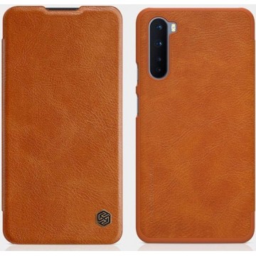 Nillkin - OnePlus Nord Hoesje - Qin Leather Case - Flip Cover - Geschikt voor 2 pasjes - Bruin