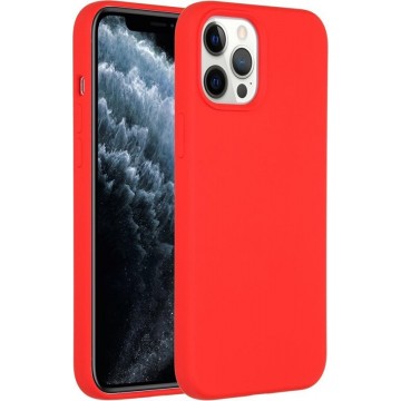 iPhone 12 Pro Max hoesje - iPhone 12 Pro Max case - hoesje iPhone 12 Pro Max - Siliconen hoesje - Rood - Accezz Liquid Silicone