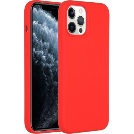 iPhone 12 Pro Max hoesje - iPhone 12 Pro Max case - hoesje iPhone 12 Pro Max - Siliconen hoesje - Rood - Accezz Liquid Silicone