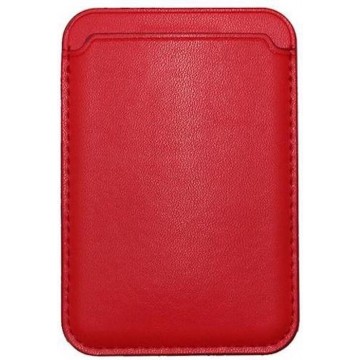 Rode Lederen Kaarthouder / Portemonnee met MagSafe magneet voor iPhone 12 / Pro / Mini / Pro Max
