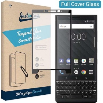 Just in Case Full Cover Tempered Glass BlackBerry Key2 Protector - Black