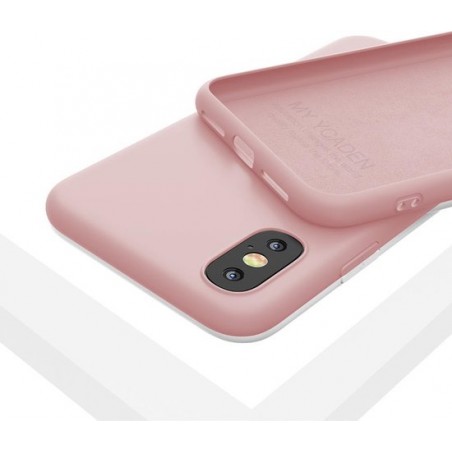 LIQUID | 180° Protection - Silicone Velvet + MicroFibre Shockproof Backcover - Telefoon Hoesje voor  iPhone X/Xs - Roze