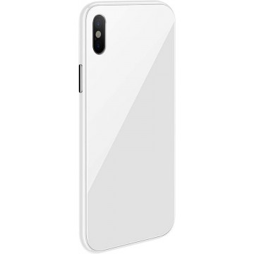Magnetische case met gekleurd achter glas voor de iPhone XS Max -wit