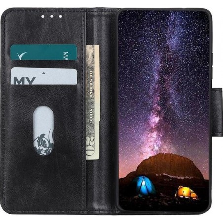 Pasjeshouder Telefoonhoesje - Wallet Case - Portemonnee Hoesje - Booktype Hoesje voor Oppo Reno 4 Pro 5G - Zwart