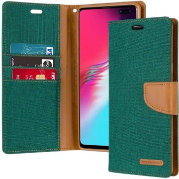 Samsung Galaxy S10 Denim Bookcase - Groen - Spijkerstof - Portemonnee hoesje