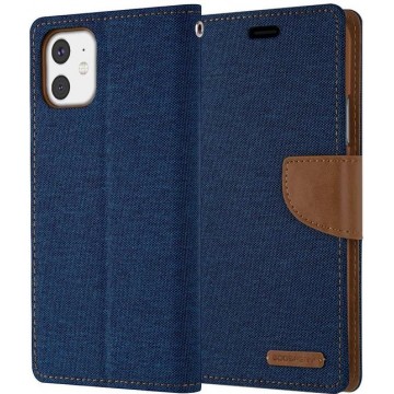 Apple iPhone 11 Denim Bookcase - Blauw - Spijkerstof - Portemonnee hoesje