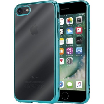 groene metallic bumper case iPhone SE 2020 + Glazen screen protector