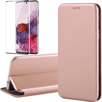Samsung S20 Hoesje en Samsung S20 Screenprotector - Samsung Galaxy S20 Hoesje Book Case Wallet + Screenprotector Full - Roségoud