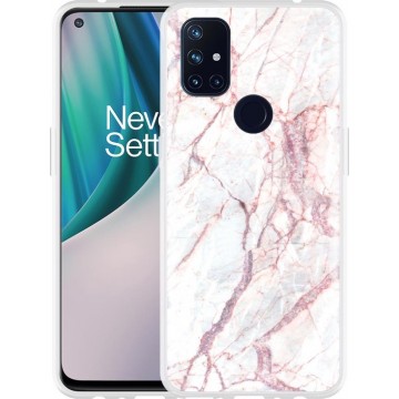 Oneplus Nord N10 Hoesje White Pink Marble