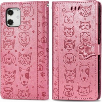Mobigear Wallet Book Case Kat en Hond Roze Apple iPhone 12 Pro Max