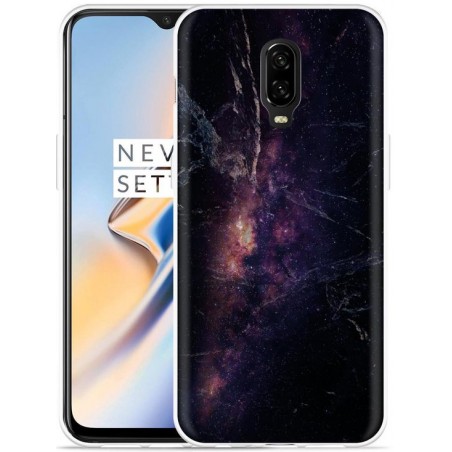 OnePlus 6T Hoesje Black Space Marble