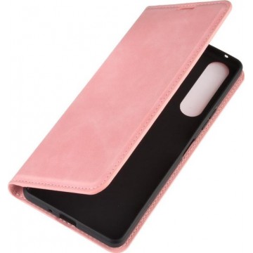 Mobigear Magnetic Retro Luxe Wallet Hoesje Roze Sony Xperia 10 II