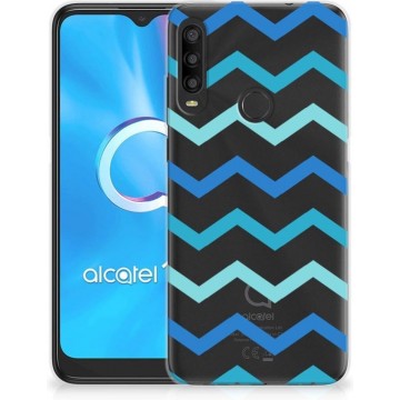 Telefoon Hoesje Alcatel 1SE (2020) Siliconen Back Cover Zigzag Blauw