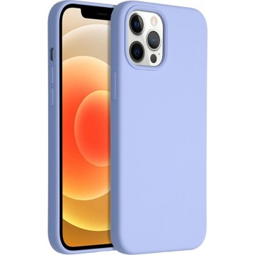 iPhone 12 Pro Max hoesje - iPhone 12 Pro Max case - hoesje iPhone 12 Pro Max - Siliconen hoesje - Paars - Accezz Liquid Silicone