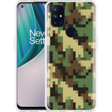 Oneplus Nord N10 Hoesje Pixel Camouflage Green