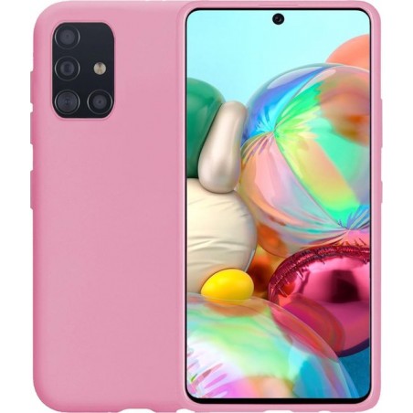 Samsung A71 Hoesje - Samsung Galaxy A71 Hoes Siliconen Case Hoes Cover - Roze