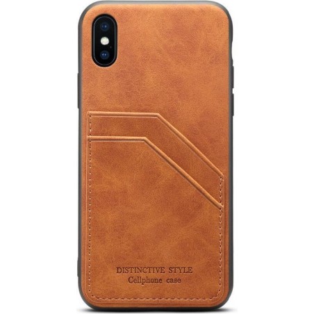 Apple iPhone X - iPhone XS Card Case | Bruin | PU Leren Back Cover | Wallet | Pasjeshouder