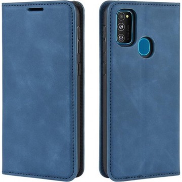 Samsung Galaxy M21 Hoesje - Vintage Book Case - Blauw