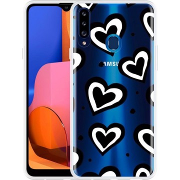 Samsung Galaxy A20s Hoesje Watercolor Hearts