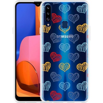 Samsung Galaxy A20s Hoesje Doodle hearts
