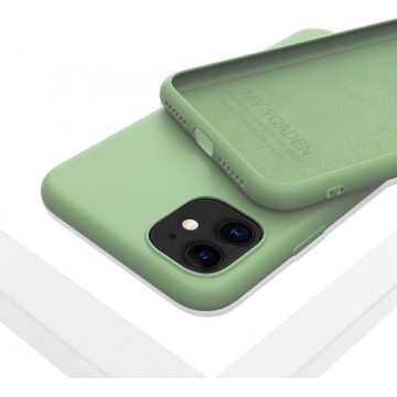 LIQUID |180° Protection - Silicone Velvet + MicroFibre Shockproof Backcover - Telefoon Hoesje voor iPhone 11 - Munt Groen
