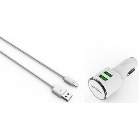 Duo Dual USB Autolader voor iPhone 5 of iPhone 5s iPhone SE met Lightning Kabel 3400mA met 2 poorten