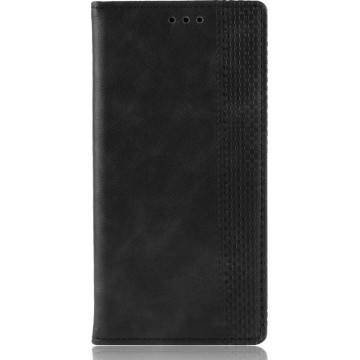 Mobigear Magnetic Buckle Retro Luxe Wallet Hoesje Zwart HTC Desire 20 Pro
