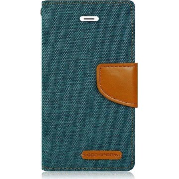 Luxe Denim Book case voor Apple iPhone 6 - iPhone 6s - Groen - Spijkerstof - Portemonnee hoesje