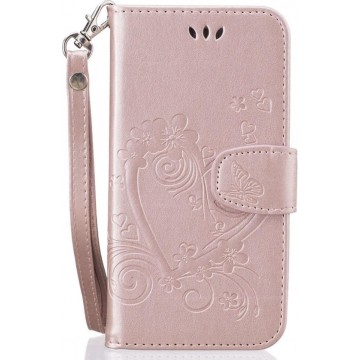 Leren Bookcase voor Samsung Galaxy S9 | Roze | Vlinders | Bloemen | Portemonnee Hoesje | TPU | Wallet