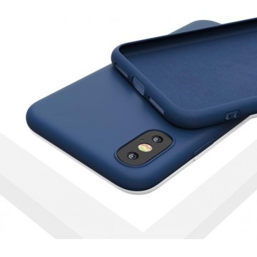 LIQUID | 180° Protection - Silicone Velvet + MicroFibre Shockproof Backcover - Telefoon Hoesje voor iPhone X/Xs - Donkerblauw