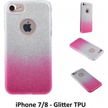 Kleurovergang Roze Glitter TPU Achterkant voor Apple iPhone 7/8