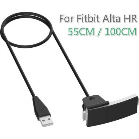 2x DrPhone H07 - Hoge Kwaliteit Usb-oplaadkabel Voor Fitbit Alta HR- Smart Horloge Charger Met Reset Knop – 1M- Zwart