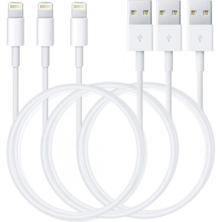 iPhone kabel - 3 stuks - 1 Meter kabel voor Apple iPhone - Geschikt voor iPhone 12 / 11 / XR / XS Max / XS / 8 (Plus)