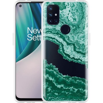Oneplus Nord N10 Hoesje Turquoise Marble Art