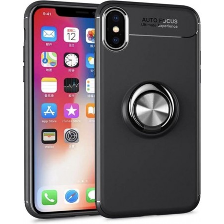 Luxe Armor Back cover voor Apple iPhone X - iPhone XS - Zwart - Shockproof - Magneet voor autohouder