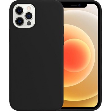 iPhone 12 Pro Case Hoesje Siliconen Hoes Back Cover - Zwart