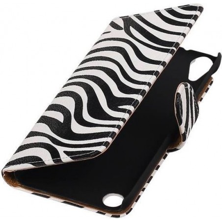 Wicked Narwal | Zebra bookstyle / book case/ wallet case Hoes voor HTC Desire 530 Wit
