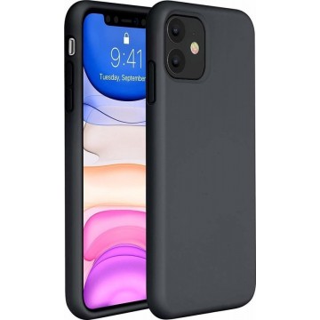 Silicone case iPhone 11 - zwart +  Glazen Screenprotector