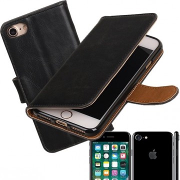 MP Case zwart vintage look hoesje voor Apple iPhone 7 / 8 book case