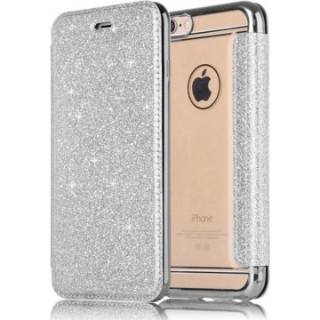 Apple iPhone SE 2020 Flip hoesje - Zilver - Folio Glitter