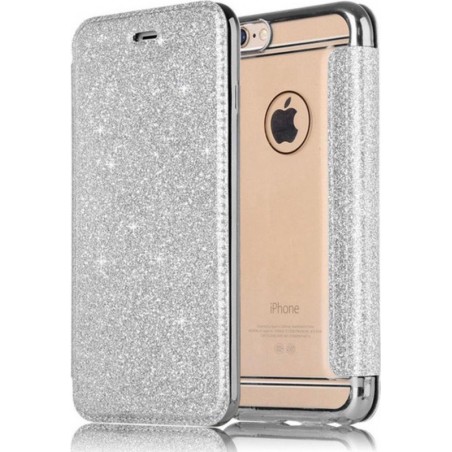 Apple iPhone SE 2020 Flip hoesje - Zilver - Folio Glitter