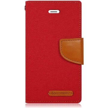 Apple iPhone SE 2020 Denim Bookcase - Rood - Spijkerstof - Portemonnee hoesje